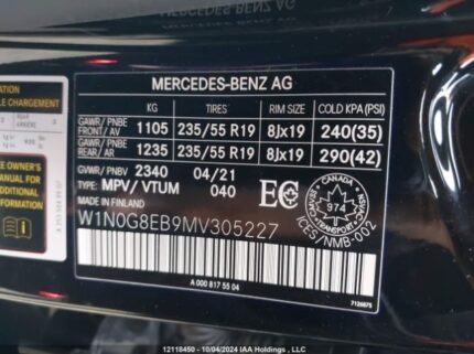 W1N0G8EB9MV305227 2021 MERCEDES-BENZ