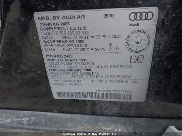 WA1ANAFY3K2112639 2019 AUDI