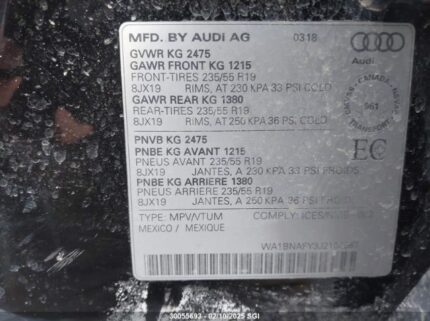 WA1BNAFY3J2102587 2018 AUDI
