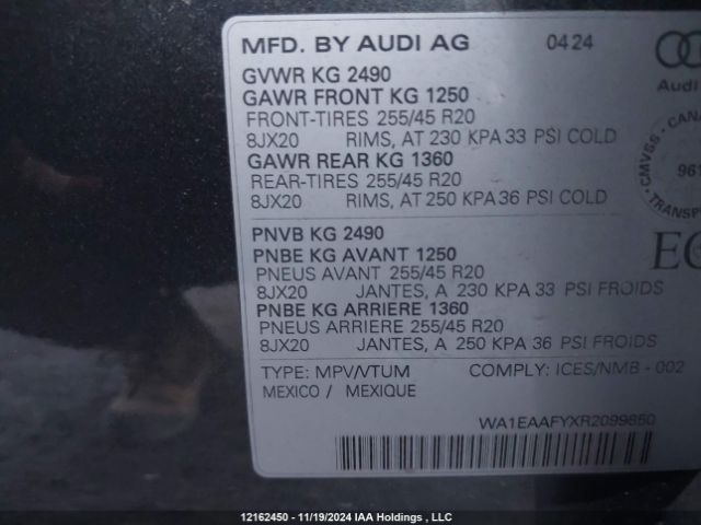 WA1EAAFYXR2099850 2024 AUDI