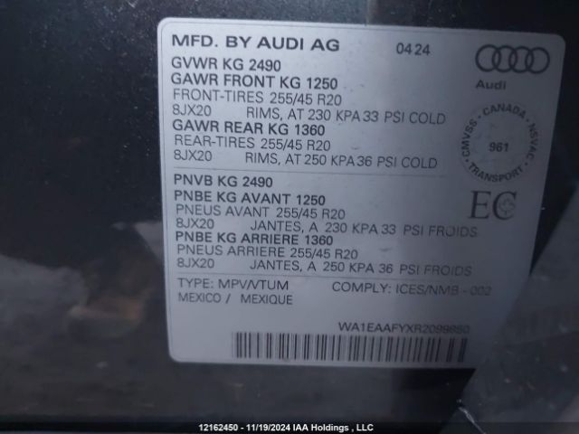WA1EAAFYXR2099850 2024 AUDI