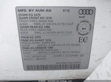 WA1ENAFY6J2125711 2018 AUDI