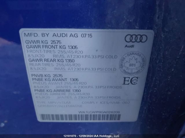 WA1LCAFP8GA028206 2016 AUDI