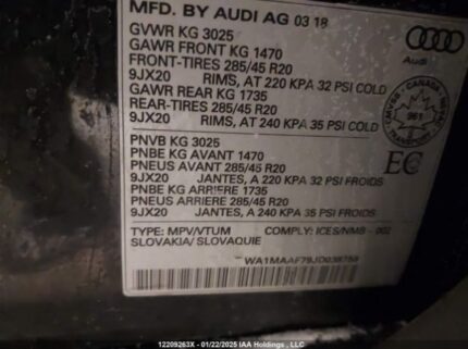 WA1MAAF79JD038758 2018 AUDI