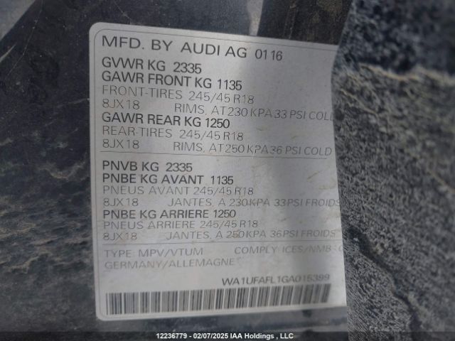 WA1UFAFL1GA015399 2016 AUDI
