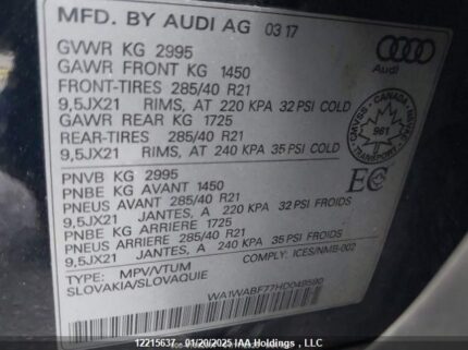 WA1WABF77HD049590 2017 AUDI