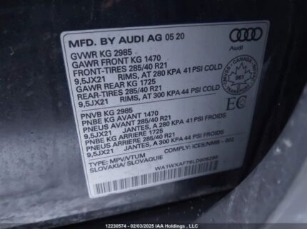 WA1WXAF79LD009268 2020 AUDI