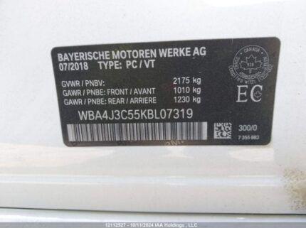 WBA4J3C55KBL07319 2019 BMW