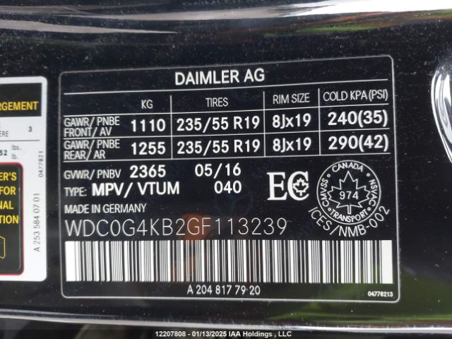 WDC0G4KB2GF113239 2016 MERCEDES-BENZ