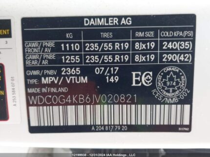 WDC0G4KB6JV020821 2018 MERCEDES-BENZ