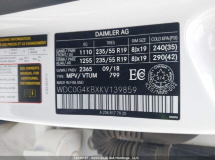 WDC0G4KBXKV139859 2019 MERCEDES-BENZ