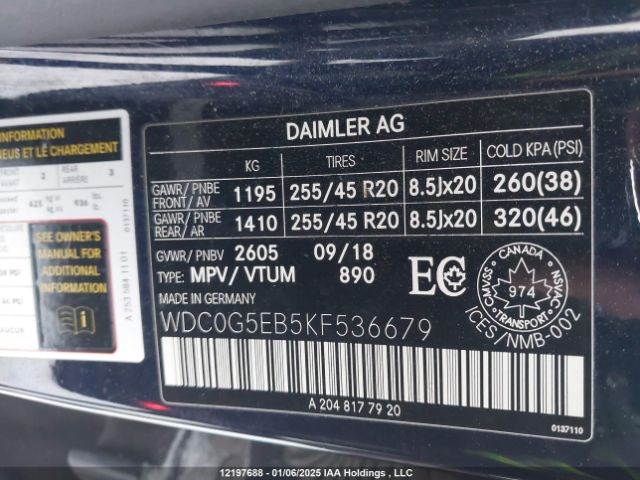 WDC0G5EB5KF536679 2019 MERCEDES-BENZ