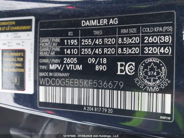 WDC0G5EB5KF536679 2019 MERCEDES-BENZ
