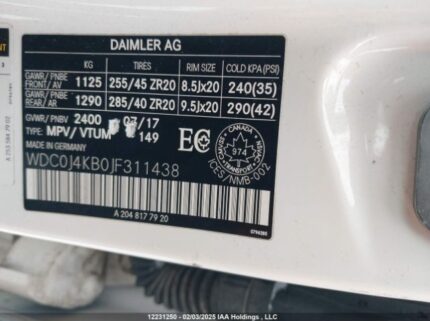 WDC0J4KB0JF311438 2018 MERCEDES-BENZ