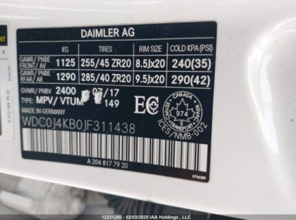 WDC0J4KB0JF311438 2018 MERCEDES-BENZ