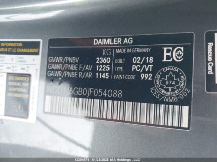 WDD1J6GB0JF054088 2018 MERCEDES-BENZ