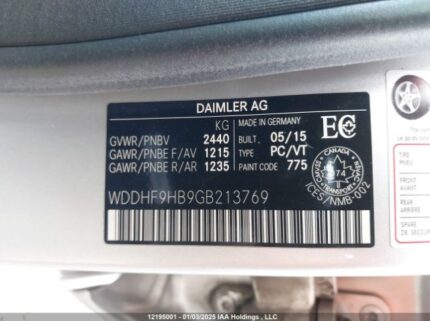 WDDHF9HB9GB213769 2016 MERCEDES-BENZ