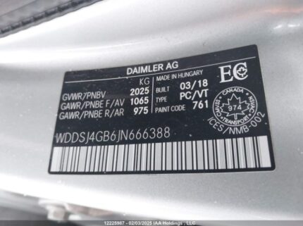 WDDSJ4GB6JN666388 2018 MERCEDES-BENZ