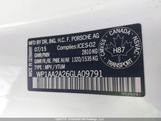 WP1AA2A26GLA09791 2016 PORSCHE