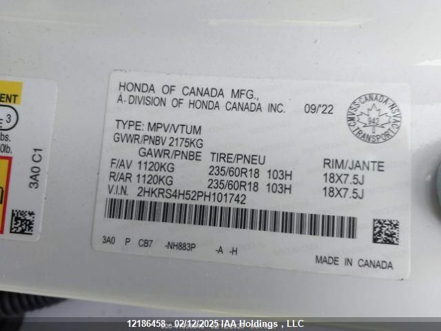 2HKRS4H52PH101742 2023 HONDA