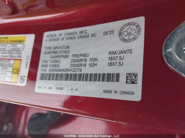 2HKRS4H53PH122776 2023 HONDA