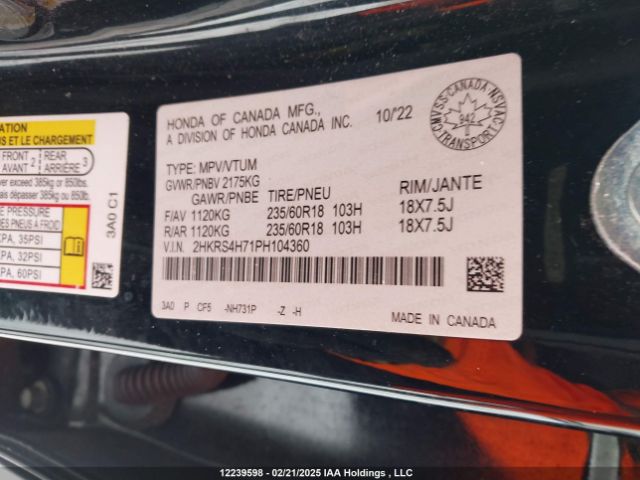 2HKRS4H71PH104360 2023 HONDA