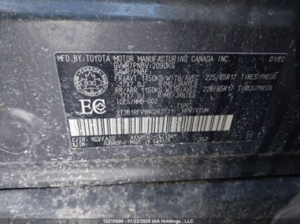 2T3B1RFV9NC263511 2022 TOYOTA