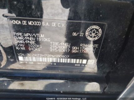 3CZRZ2H72PM100807 2023 HONDA