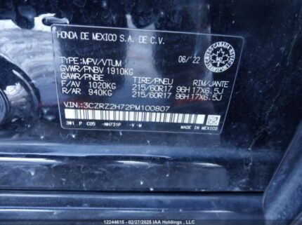 3CZRZ2H72PM100807 2023 HONDA