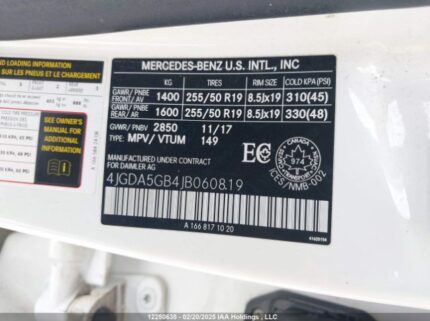 4JGDA5GB4JB060819 2018 MERCEDES-BENZ