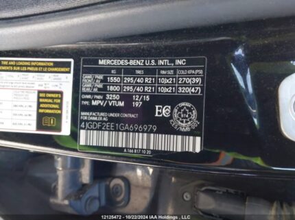 4JGDF2EE1GA696979 2016 MERCEDES-BENZ