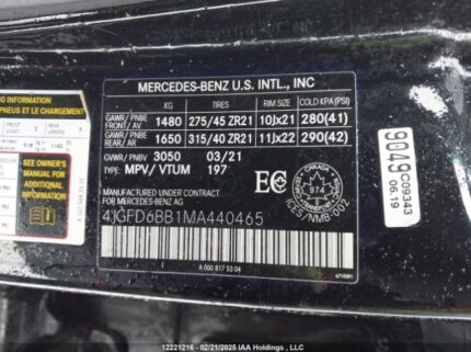 4JGFD6BB1MA440465 2021 MERCEDES-BENZ