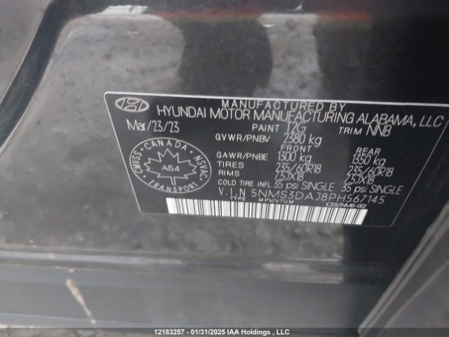 5NMS3DAJ8PH567145 2023 HYUNDAI