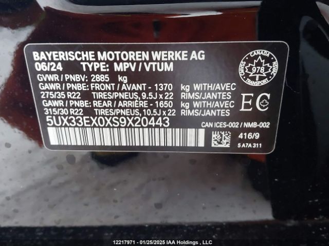 5UX33EX0XS9X20443 2025 BMW