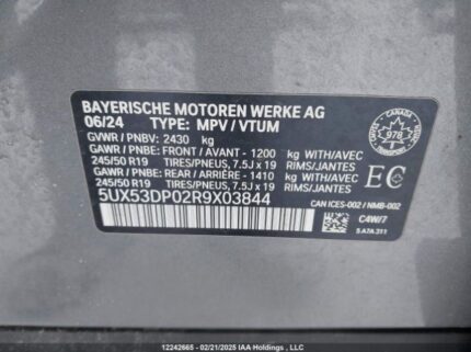 5UX53DP02R9X03844 2024 BMW