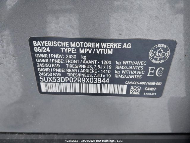5UX53DP02R9X03844 2024 BMW