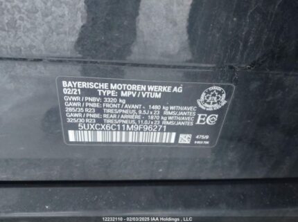 5UXCX6C11M9F96271 2021 BMW