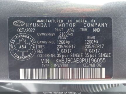 KM8JBCAE3PU196055 2023 HYUNDAI
