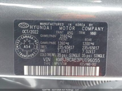 KM8JBCAE3PU196055 2023 HYUNDAI