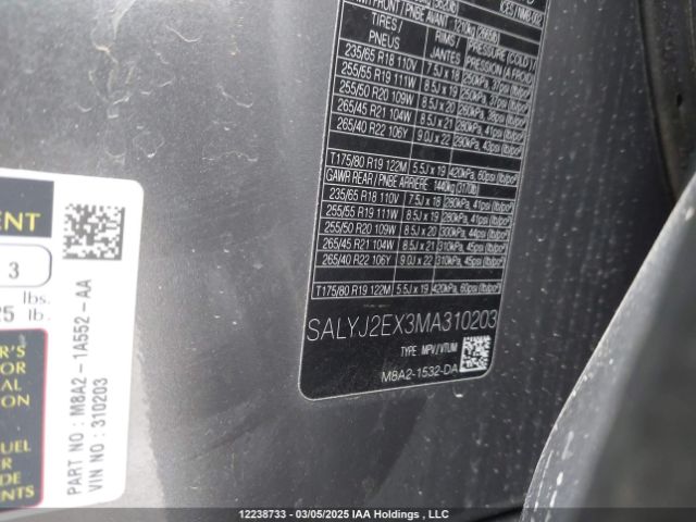 SALYJ2EX3MA310203 2021 LAND ROVER