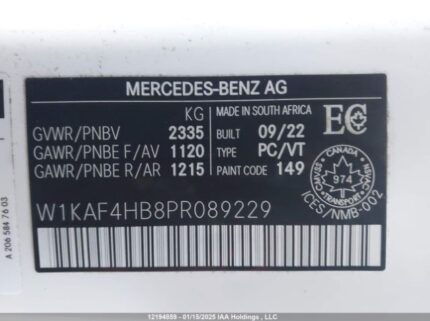 W1KAF4HB8PR089229 2023 MERCEDES-BENZ