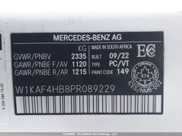 W1KAF4HB8PR089229 2023 MERCEDES-BENZ