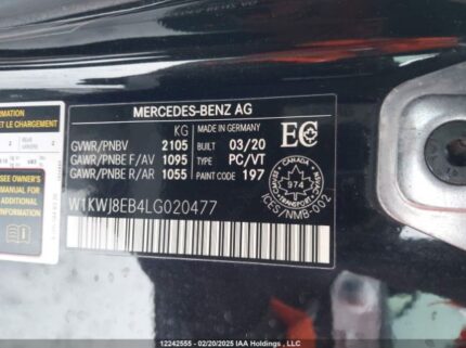 W1KWJ8EB4LG020477 2020 MERCEDES-BENZ