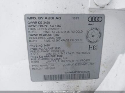 WA1AAAFY8P2047239 2023 AUDI