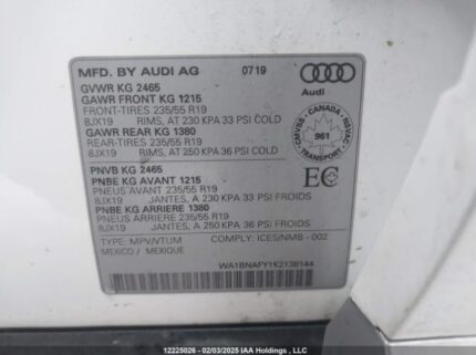 WA1BNAFY1K2138144 2019 AUDI