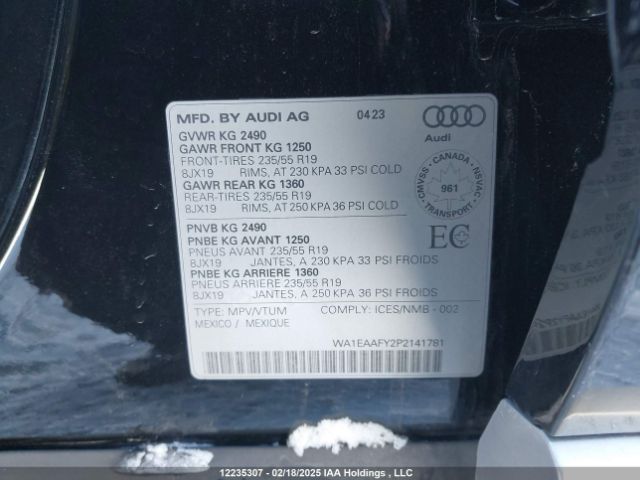 WA1EAAFY2P2141781 2023 AUDI