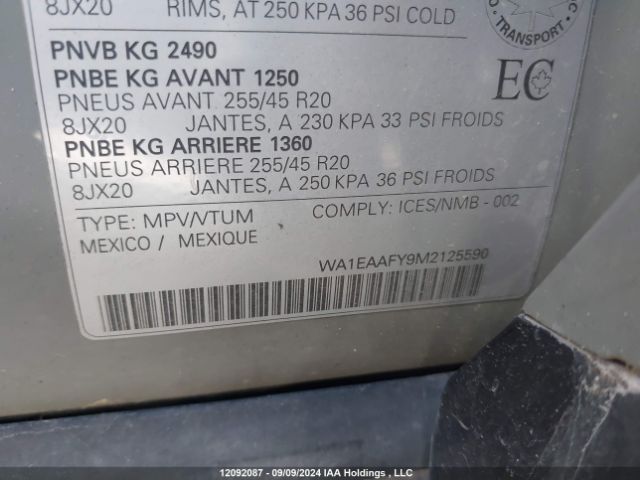 WA1EAAFY9M2125590 2021 AUDI