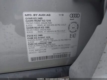 WA1ENAFY0K2022706 2019 AUDI