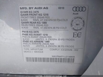WA1FNAFY1J2148608 2018 AUDI