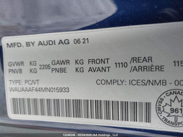 WAUAAAF44MN015933 2021 AUDI
